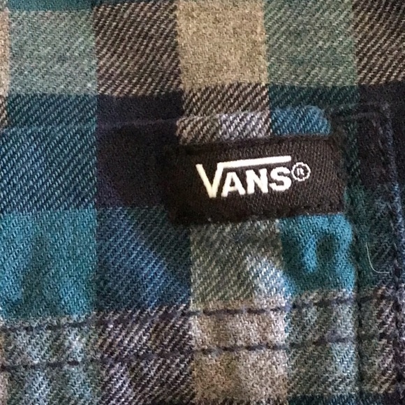 VANS blue check slim fit button front shirt small - Picture 6 of 7